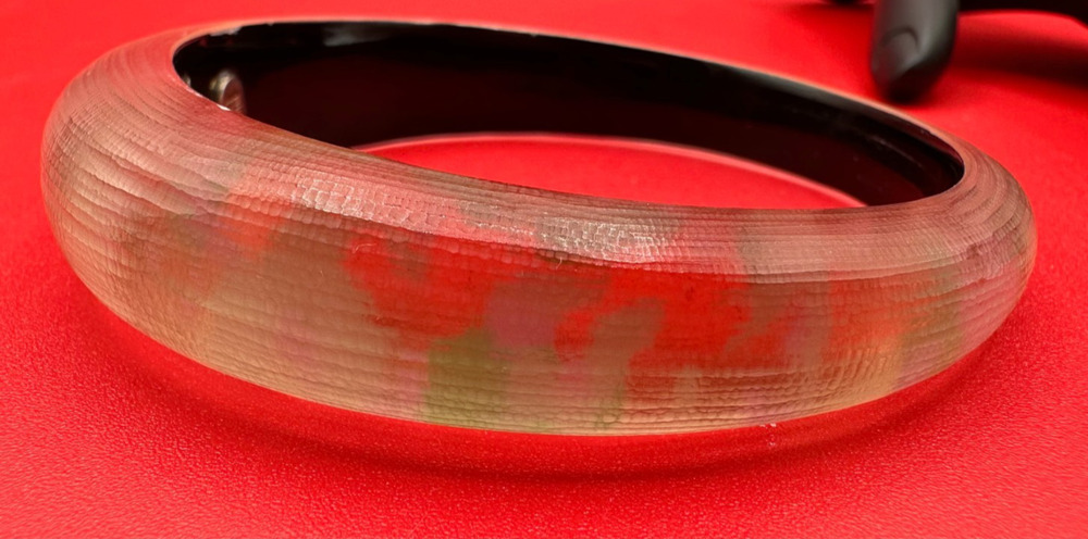 Alexis Bittar Hand Carved Lucite Tapered Earth Tones Translucent Bangle Bracelet